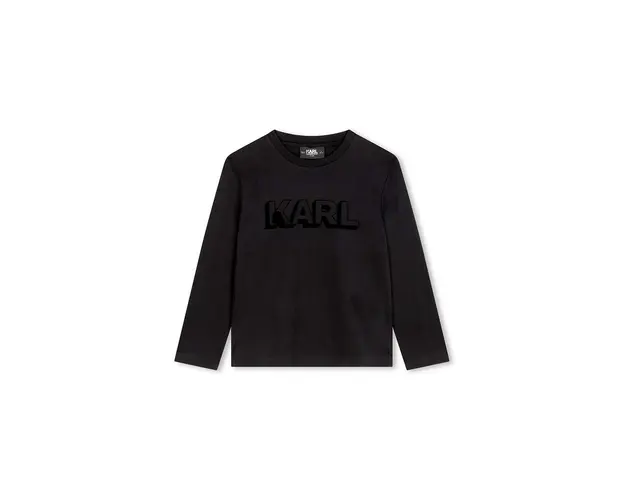 Karl Lagerfeld longsleeve din bumbac pentru copii culoarea negru, cu imprimeu, Z30357