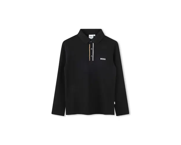 BOSS longsleeve din bumbac pentru copii culoarea negru, neted, J51175