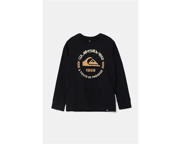 Quiksilver longsleeve din bumbac pentru copii CIRCLE LOGO LS culoarea negru, cu imprimeu, EQBZT04801