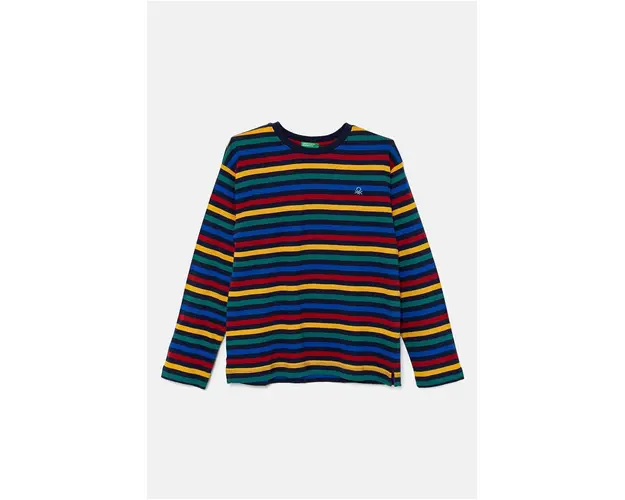 United Colors of Benetton longsleeve din bumbac pentru copii culoarea albastru marin, modelator, 3GZ3C10JW