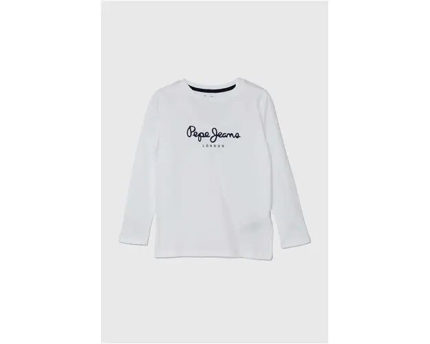Pepe Jeans longsleeve din bumbac pentru copii NEW HERMAN culoarea alb, cu imprimeu, PB503919