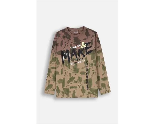 Coccodrillo longsleeve din bumbac pentru copii culoarea verde, cu imprimeu, EVERYDAY BOY