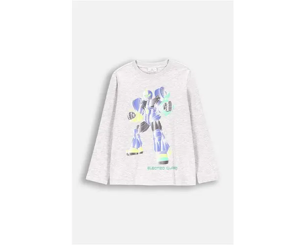 Coccodrillo longsleeve copii culoarea gri, cu imprimeu, EVERYDAY BOY