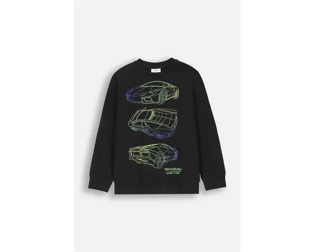 Coccodrillo longsleeve din bumbac pentru copii culoarea negru, cu imprimeu, EVERYDAY BOY