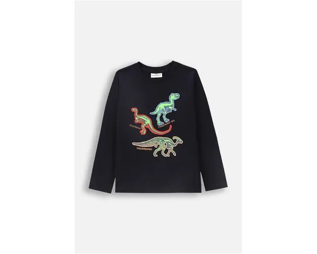 Coccodrillo longsleeve din bumbac pentru copii culoarea albastru marin, cu imprimeu, EVERYDAY BOY