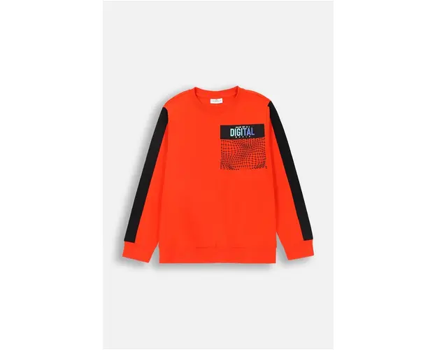 Coccodrillo longsleeve din bumbac pentru copii culoarea rosu, cu imprimeu, DIGITAL BOY JUNIOR