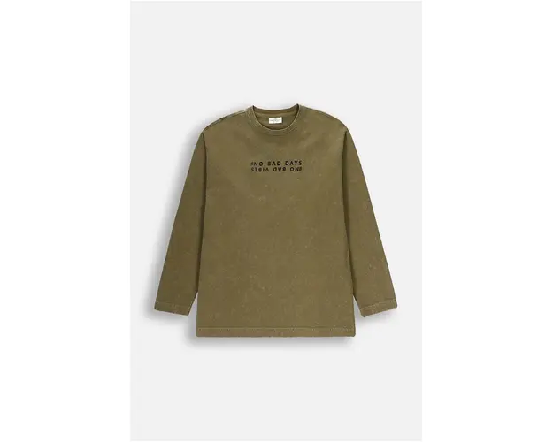 Coccodrillo longsleeve din bumbac pentru copii culoarea verde, cu imprimeu, GRUNGE SWAMP BOY JUNIOR