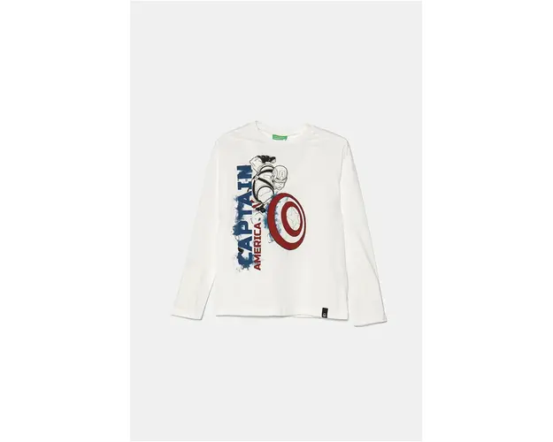 United Colors of Benetton longsleeve din bumbac pentru copii culoarea alb, cu imprimeu, 3ATNC10M8