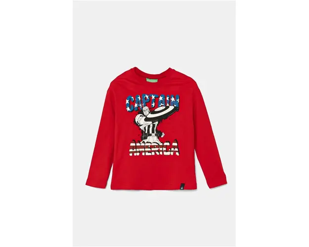 United Colors of Benetton longsleeve din bumbac pentru copii culoarea rosu, cu imprimeu, 3ATNC10M8