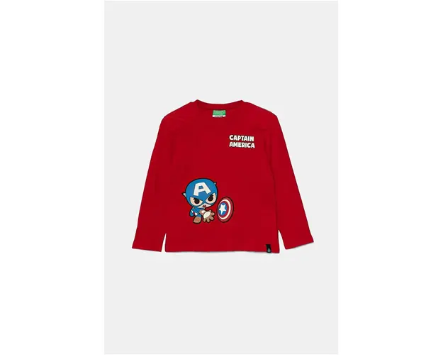 United Colors of Benetton longsleeve din bumbac pentru copii culoarea rosu, cu imprimeu, 3ATNG10H9