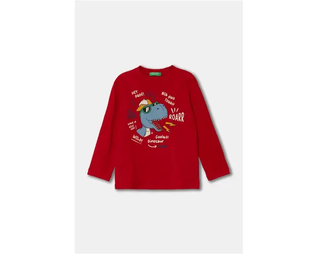 United Colors of Benetton longsleeve din bumbac pentru copii culoarea rosu, cu imprimeu, 3096G10H0