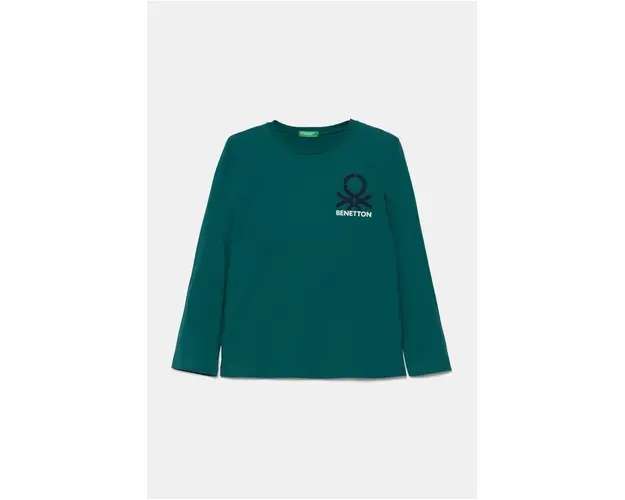 United Colors of Benetton longsleeve din bumbac pentru copii culoarea verde, cu imprimeu, 3ATNG10G6
