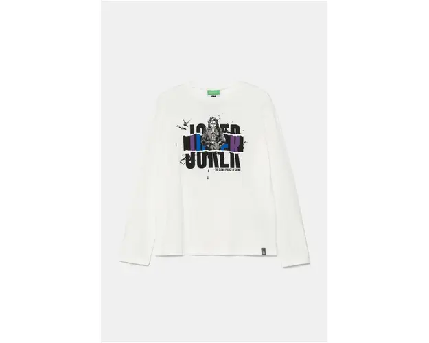 United Colors of Benetton longsleeve din bumbac pentru copii culoarea alb, cu imprimeu, 3ATNC10MG