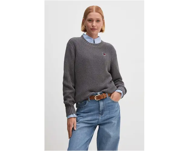 Dkny pulover de bumbac culoarea gri, D2E4A119