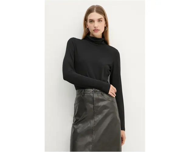 Marc O'Polo longsleeve femei, culoarea negru, cu guler, 409308752241