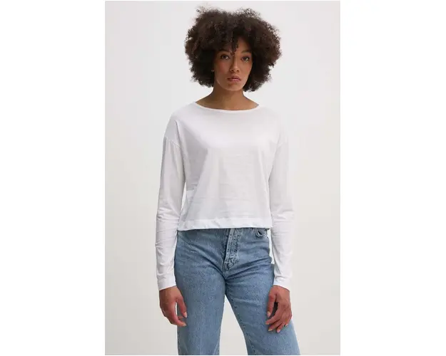 United Colors of Benetton longsleeve din bumbac culoarea alb, 31VKD104I