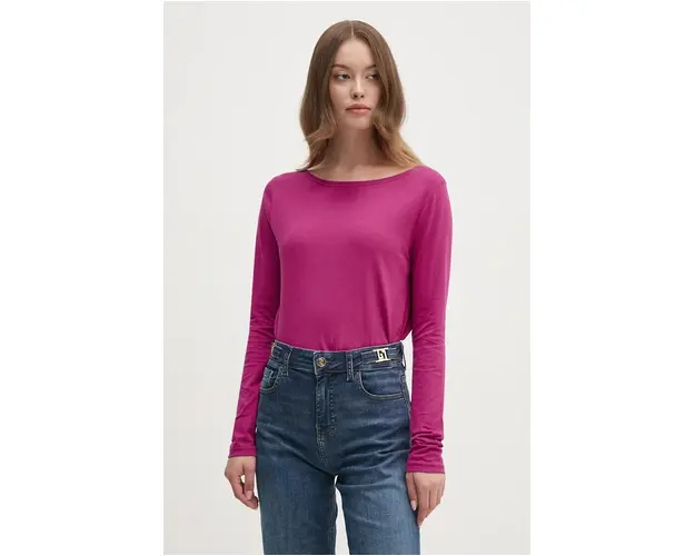 United Colors of Benetton longsleeve din bumbac culoarea roz, 3096D102Q