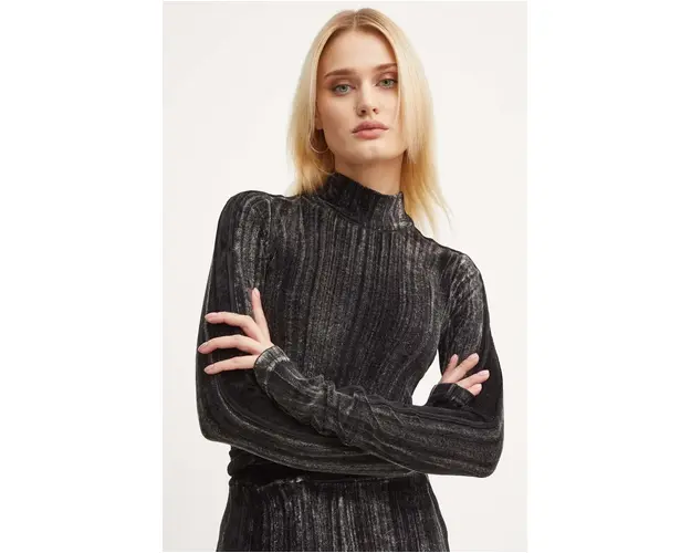 Diesel maneca lunga de antrenament T-SLIMY culoarea negru, cu turtleneck, A14748.0AJCP
