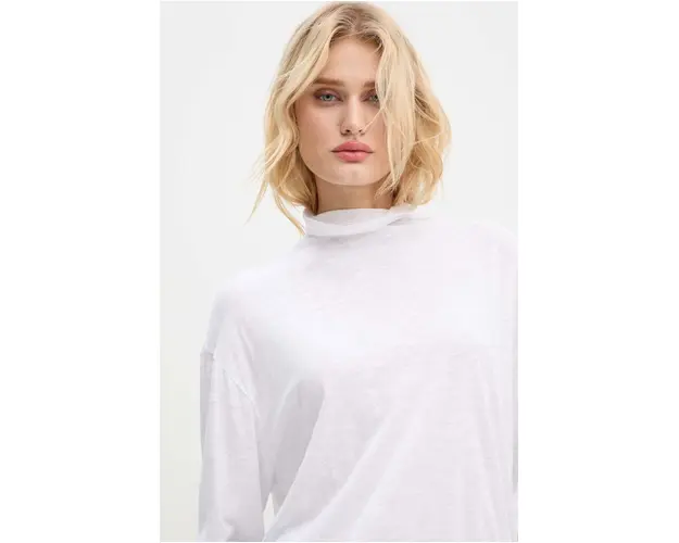 American Vintage longsleeve femei, culoarea alb, cu turtleneck, JAC02BH24