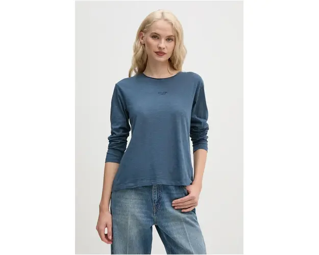 Pepe Jeans longsleeve din bumbac FLOREN culoarea albastru marin, PL505954