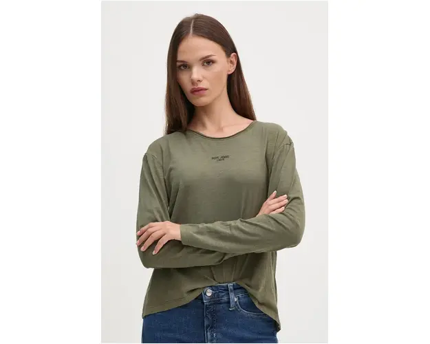 Pepe Jeans longsleeve din bumbac FLOREN culoarea verde, PL505954
