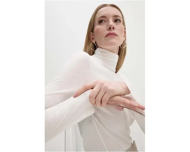 Marc O'Polo tricou DENIM femei, culoarea alb, cu turtleneck, 5000005193