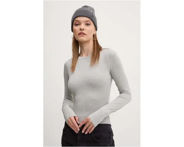 Hollister Co. longsleeve femei, culoarea gri, KI339-3621
