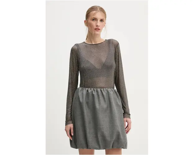 Samsoe Samsoe longsleeve SAMAGDA femei, culoarea gri, F24300082