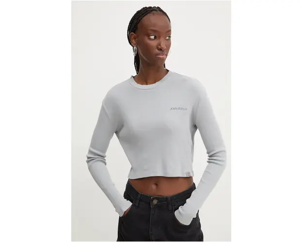 Dickies longsleeve din bumbac PLENTYWOOD culoarea gri, DK0A866E