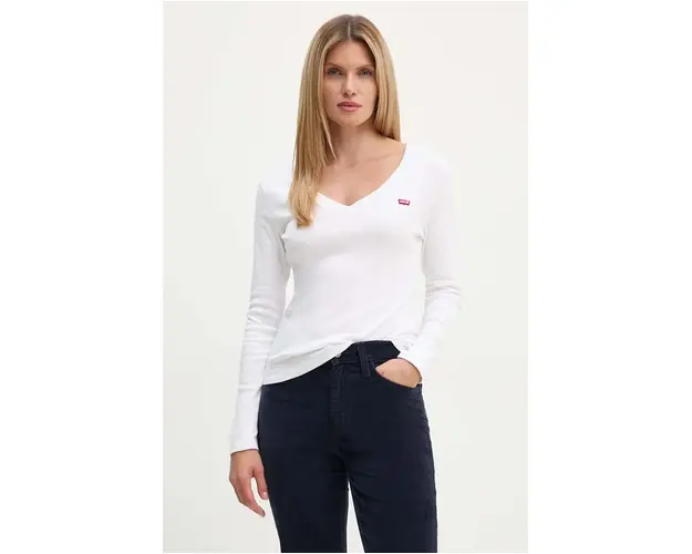 Levi's longsleeve din bumbac culoarea alb, A9330