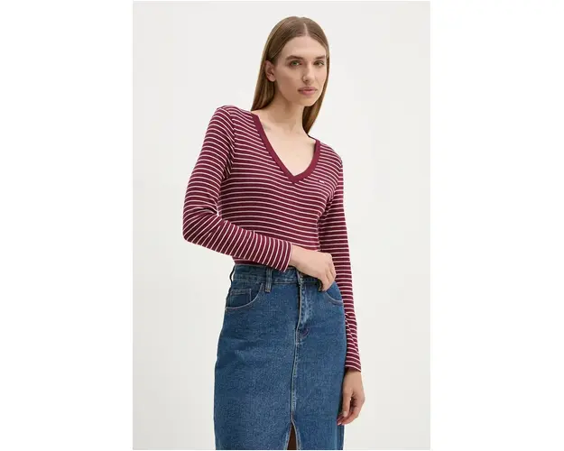 Levi's longsleeve din bumbac culoarea bordo, A9330