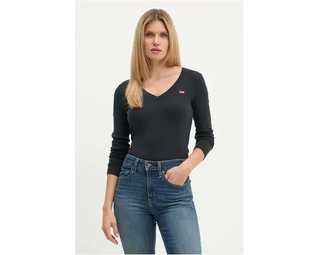 Levi's longsleeve din bumbac culoarea negru, A9330