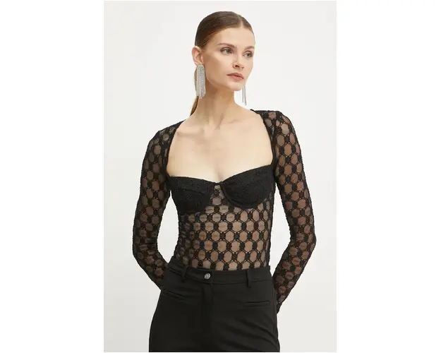 Bardot body ADONI femei, culoarea negru, neted, 59583TB