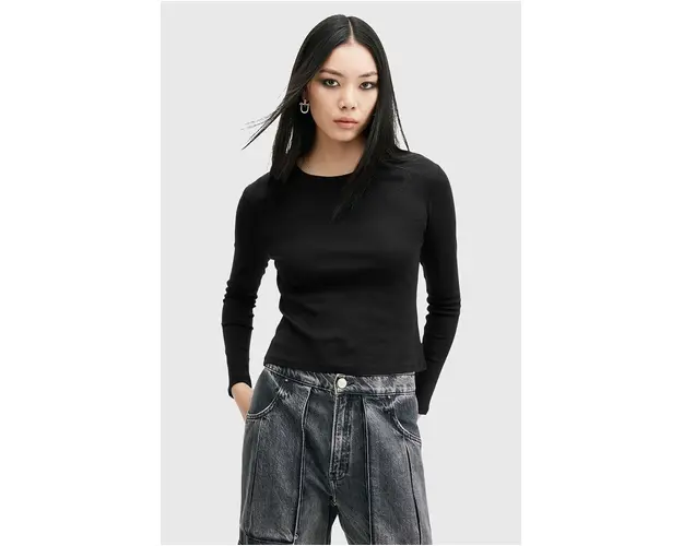 AllSaints longsleeve din bumbac STEVIE LS TEE culoarea negru, W184JB