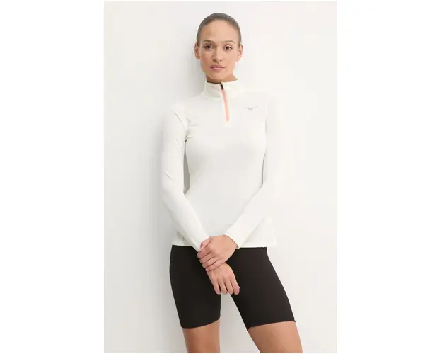 Mizuno hanorac de jogging Impulse Core culoarea bej, melanj, J2GAA716