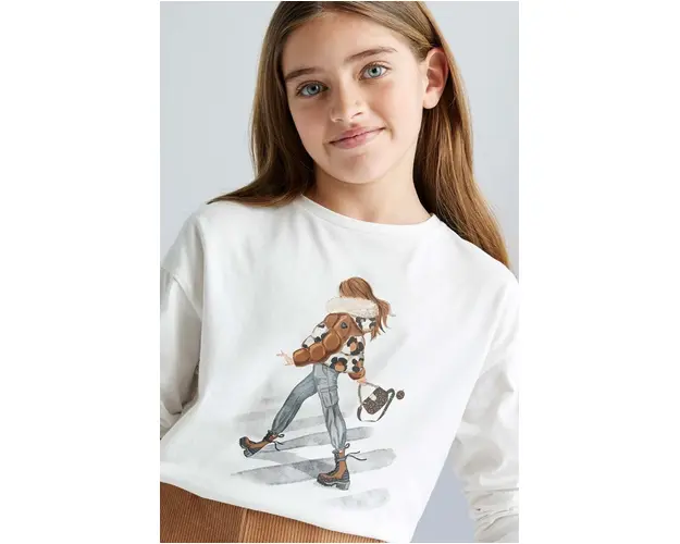 Mayoral longsleeve din bumbac pentru copii culoarea bej, 7018