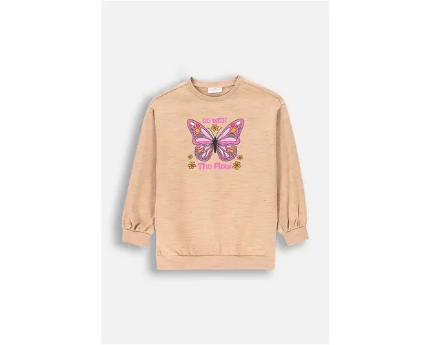 Coccodrillo longsleeve copii culoarea bej, MYSTIC NATURE GIRL KIDS