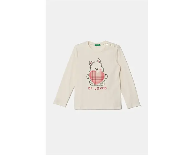 United Colors of Benetton longsleeve copii culoarea bej, 3P4ZG10FV