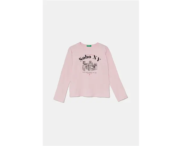 United Colors of Benetton longsleeve din bumbac pentru copii culoarea roz, 3096C10M0
