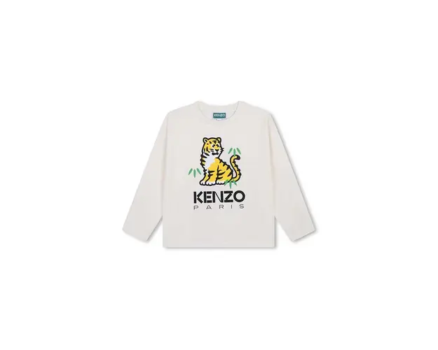 Kenzo Kids longsleeve din bumbac pentru copii culoarea bej, cu imprimeu, K60740