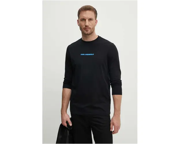 Karl Lagerfeld longsleeve barbati, culoarea negru, cu imprimeu, 543221.755406