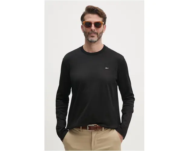 Paul&Shark longsleeve din bumbac culoarea negru, neted, 14311635