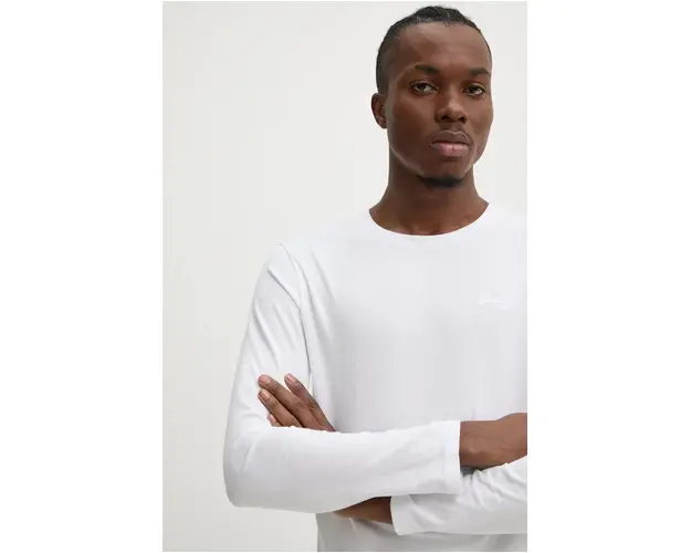 Superdry longsleeve din bumbac culoarea alb, neted, M6010857A-01C