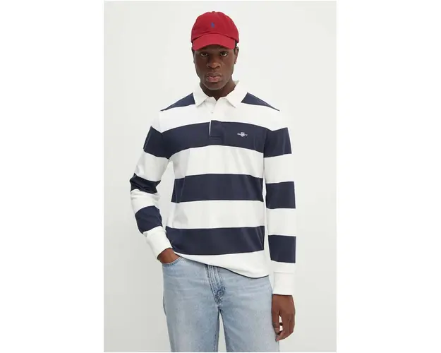 Gant longsleeve din bumbac culoarea albastru marin, modelator, 2005111