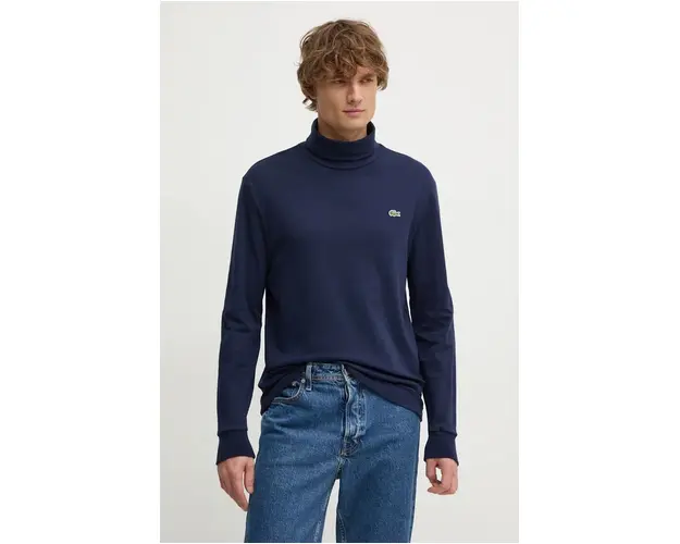 Lacoste longsleeve din bumbac culoarea albastru marin, neted, UH2828