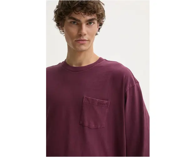 Levi's longsleeve din bumbac culoarea bordo, neted, A9247