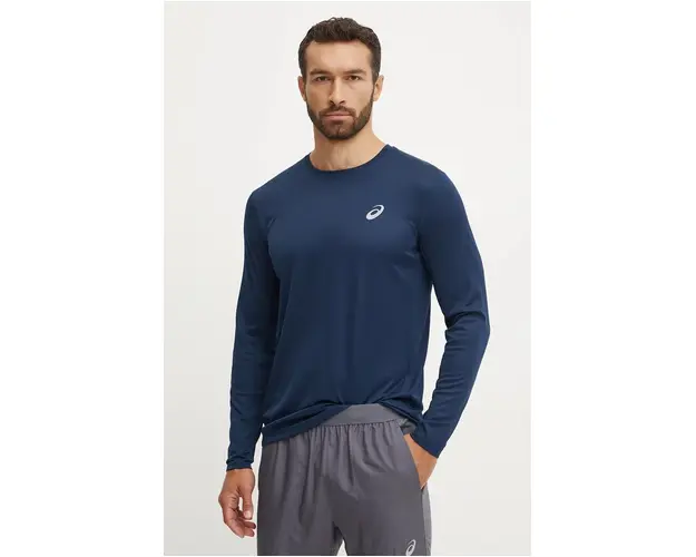 Asics longsleeve pentru alergare Core culoarea albastru marin, neted, 2011C340