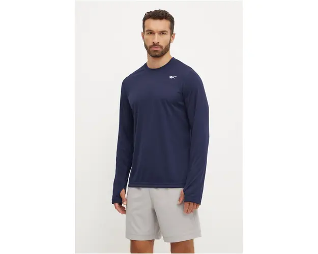 Reebok maneca lunga de antrenament culoarea albastru marin, neted, 100065328