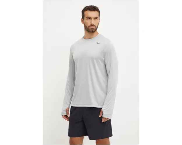Reebok maneca lunga de antrenament culoarea gri, neted, 100071041