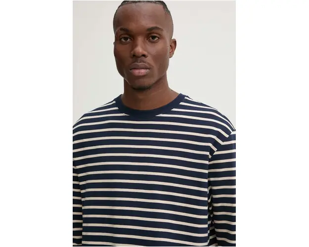 Tommy Jeans longsleeve din bumbac culoarea albastru marin, modelator, DM0DM20603